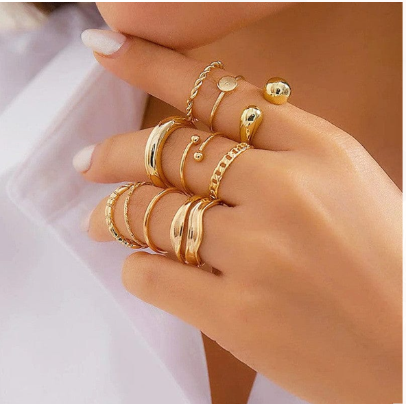 Set of gold plated rings