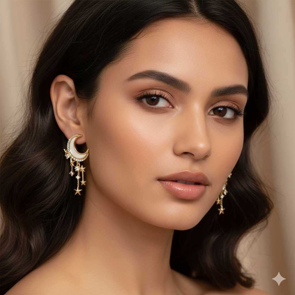 Crystal moon earrings