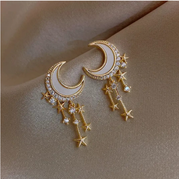 Crystal moon earrings