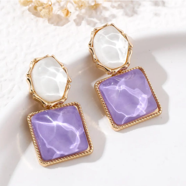 Blue & white stone earrings