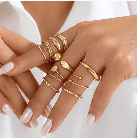 Set of gold plated rings