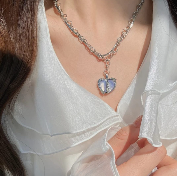 Sea Blue stone heart Pendant