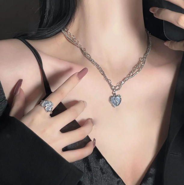 Sea Blue stone heart Pendant