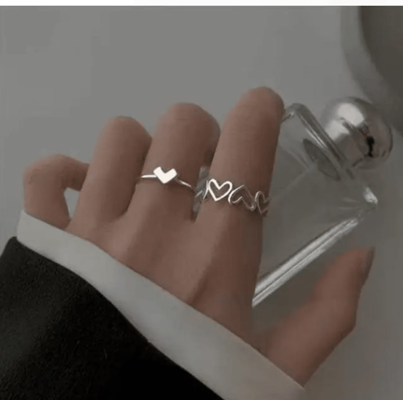 Twin heart Korean rings