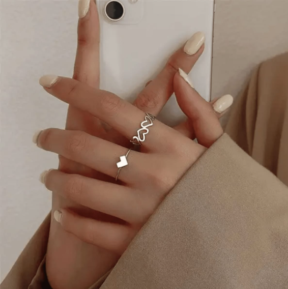 Twin heart Korean rings